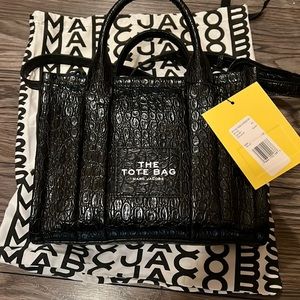 Marc Jacobs the Tote Bag Croc-Embossed Leather Black Small